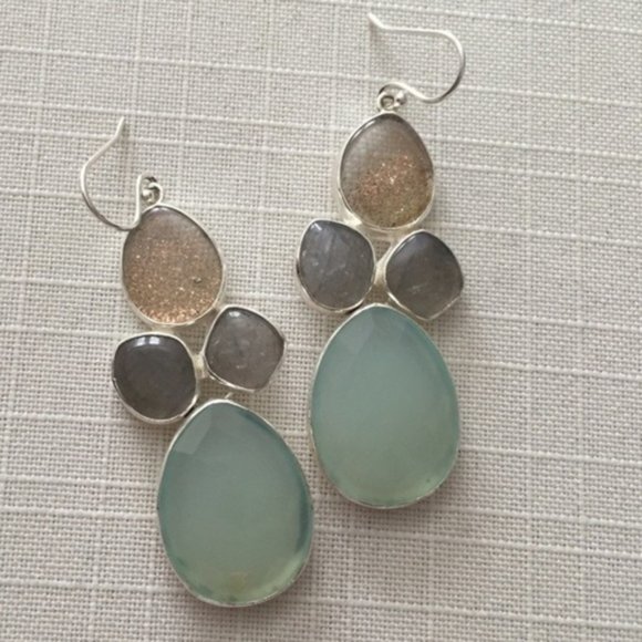 :: Stella & Dot | Retired Silver & Sea Mermaidian Sanibel Earrings - Picture 6 of 6